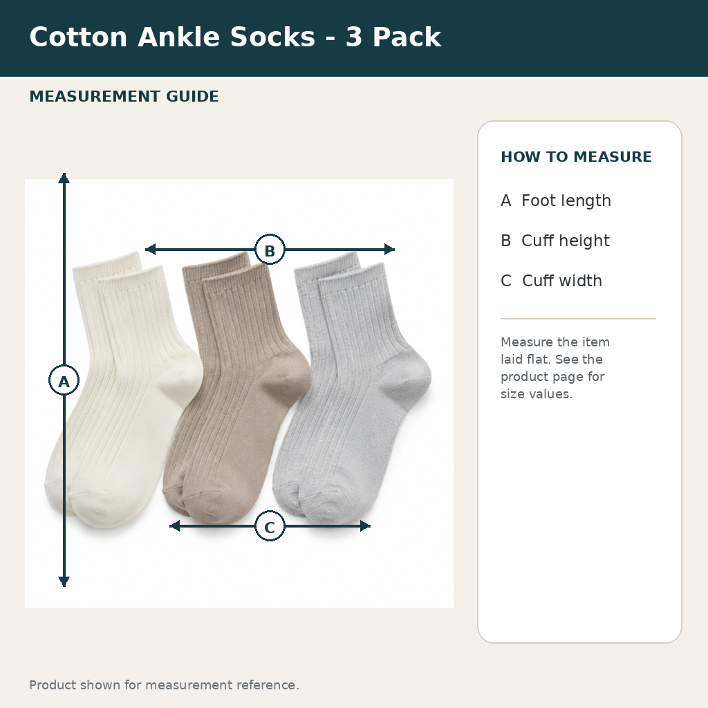 Cotton Ankle Socks - 3 Pack